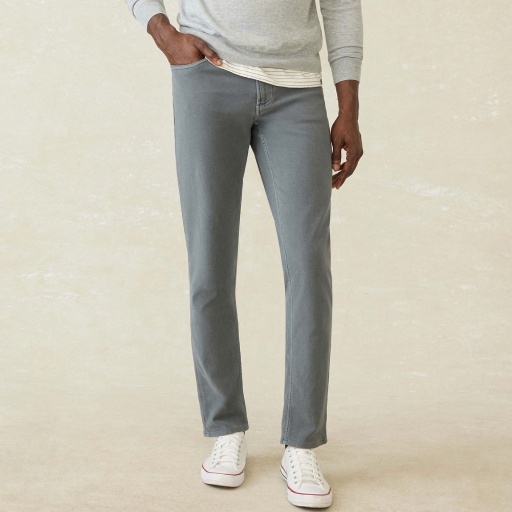 Faherty Stretch Terry 5-Pocket Pant in Slate Size 42